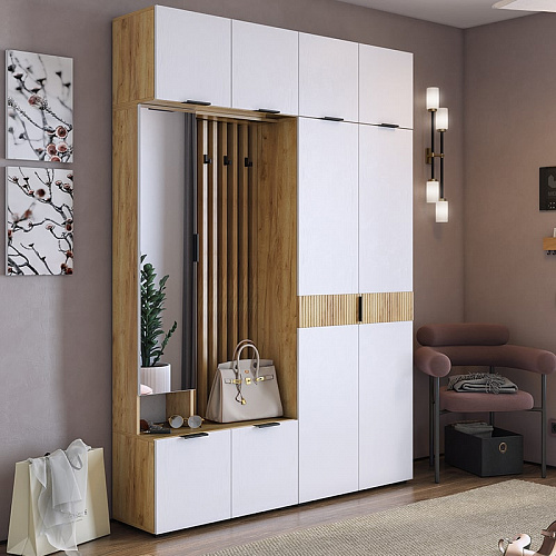 Шкаф двухдверный Бери дуб крафт золотой/белое дерево