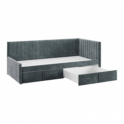 Кровать с ящиками Твикс (Софа) 90х200 графит (велюр)