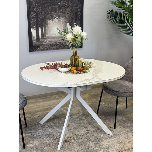 Стол обеденный Kenner DO1200 белый/керамика мрамор белый