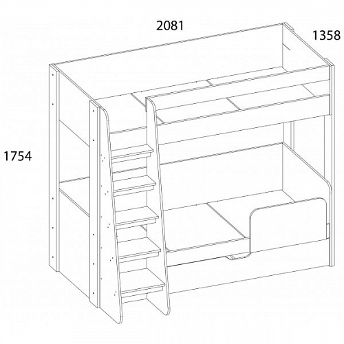 Кровать двухъярусная OSKAR дуб Санремо