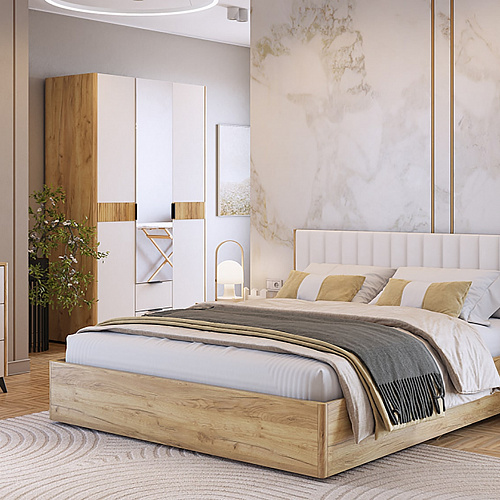 Спальный гарнитур Адам К1 дуб крафт золотой/белое дерево