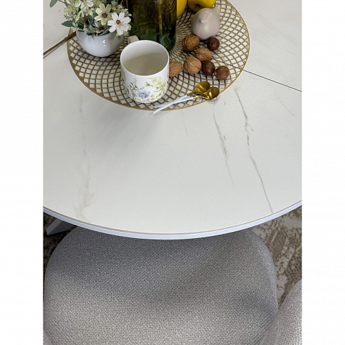 Стол обеденный Kenner R900 белый/керамика мрамор белый