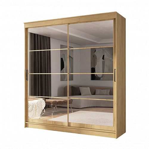 Шкаф-купе ГРАНД 1 2,0 Дуб вотан/Зеркало/Зеркало