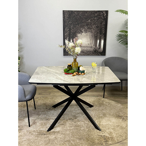 Стол обеденный Kenner BR1200 черный/керамика ITALIAN MIDDLE GRAY