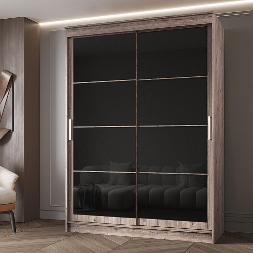 Шкаф-купе ГРАНД 1 1,6 Дуб горный/Лакобель черный