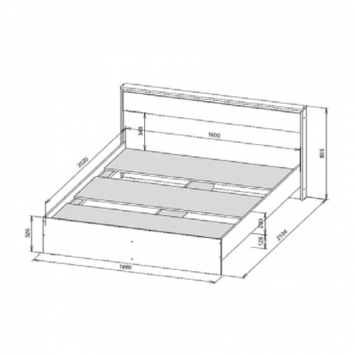 Кровать Некст 1 1600х2000 Дуб Золотой/Белый