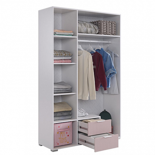 Шкаф трехдверный Зефир 109.02 белое дерево/пудра розовая (эмаль)