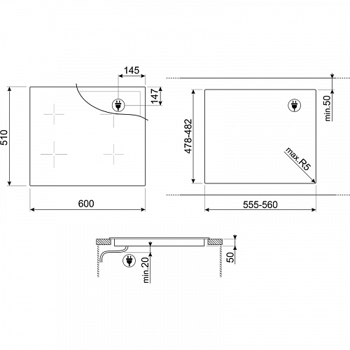 Варочная поверхность Smeg SIM3644D
