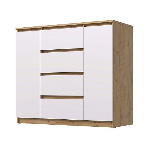 Комод ВЕГА Люкс 2Д-4Я Дуб Вотан/Белый гладкий