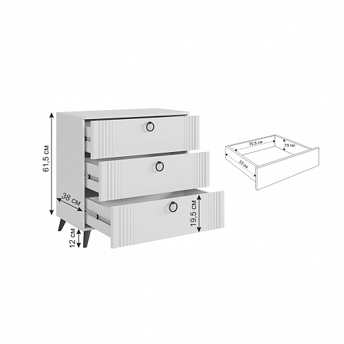 Комод Ева белое дерево/белый матовый