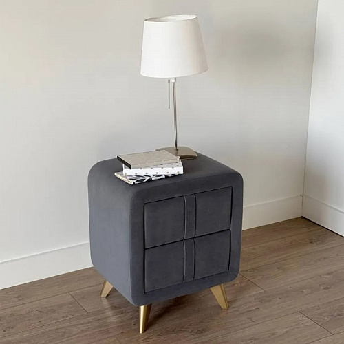 Тумба прикроватная Софи 2 графит (велюр)