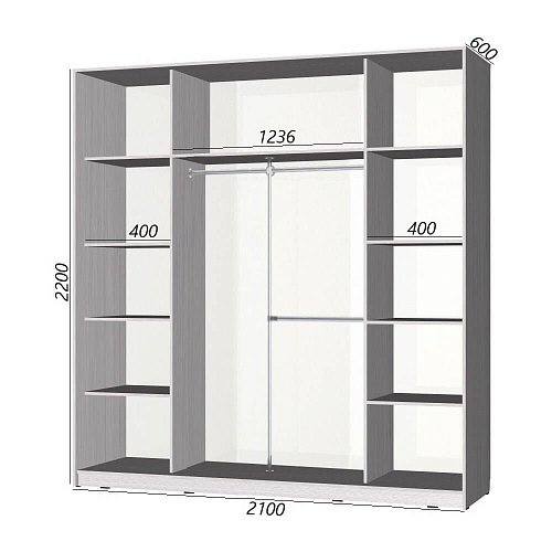 Шкаф-купе Старт 3-дверный без зеркала со вставками 2100 (высота 2200, глубина 600)