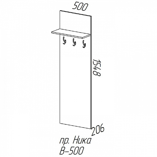 Вешалка в500 НИКА Ясень шимо