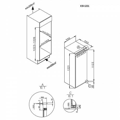 Встраиваемый холодильник KORTING KSI 1221
