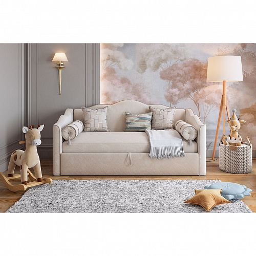 Кровать-софа Лея К1 90х200 галька (велюр)/графит (велюр)