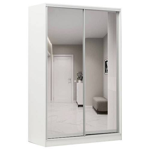 Шкаф-купе 2-х дверный 1540х590 ВАРИАНТ 5 Белый жемчуг