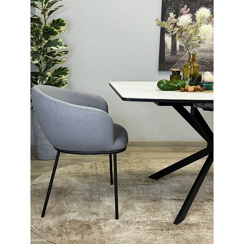 Стол обеденный Kenner BR1300 черный/керамика GLORIA WHITE