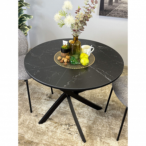 Стол обеденный Kenner R900 черный/керамика мрамор черный