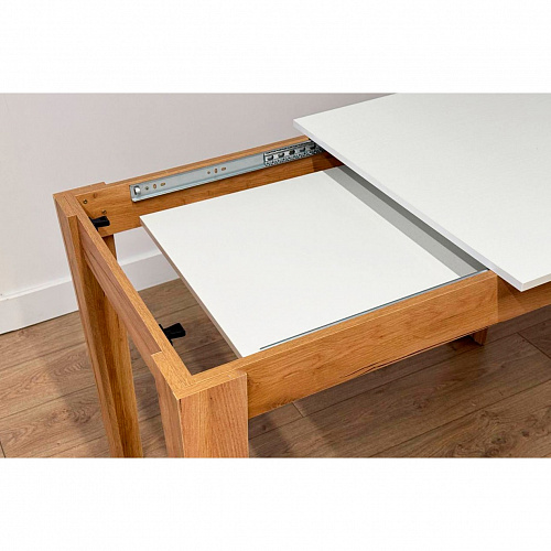 Стол обеденный раздвижной Цезарь белое дерево/дуб крафт золотой