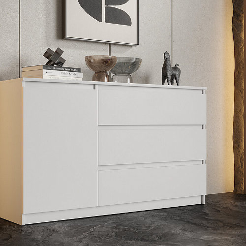 Комод ВЕГА 1Д-3Я Белый гладкий