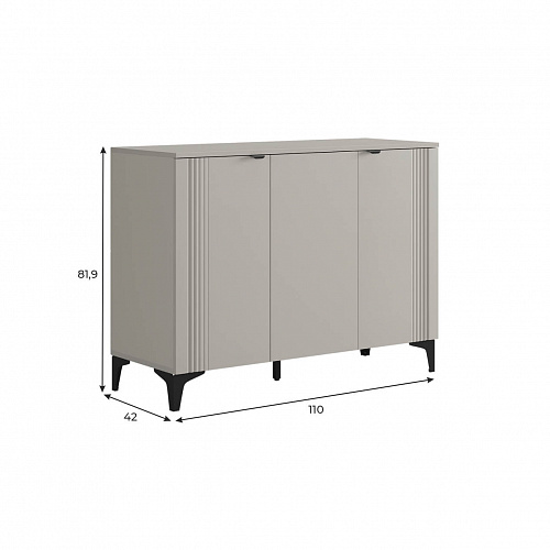 Комод Рич 3 кашемир/фрапучино матовый/черный