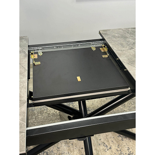 Стол обеденный Kenner DF1250 черный/керамика мрамор серый глянец