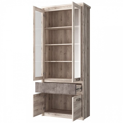 Шкаф с витриной 2V2D1S JAZZ Каштан найроби/Оникс