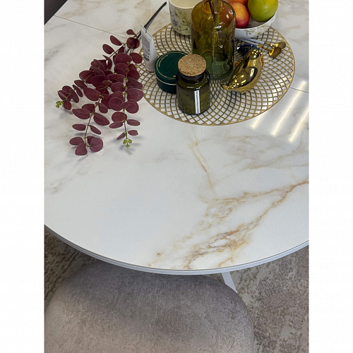 Стол обеденный Kenner R1100s белый/керамика мрамор белый глянец