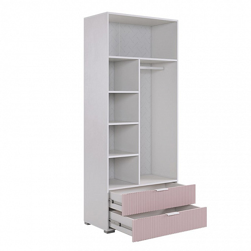Шкаф двухдверный Зефир 120.01 белое дерево/пудра розовая (эмаль)
