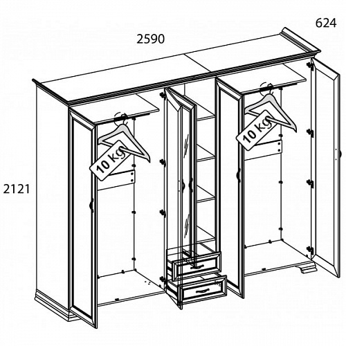 Шкаф 5DG2S Z TIFFANY Вудлайн кремовый