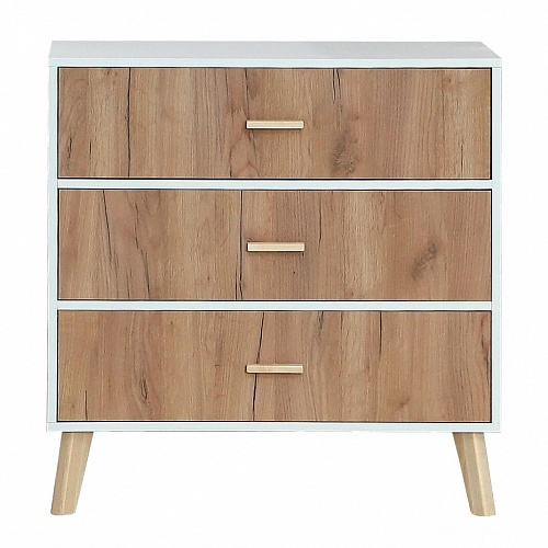 Комод Скандик 800 Белый жемчуг/Дуб Крафт золотой