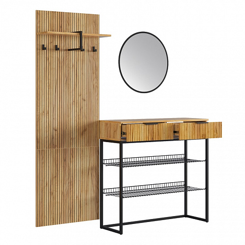 Прихожая К2 дуб крафт золотой/черный муар