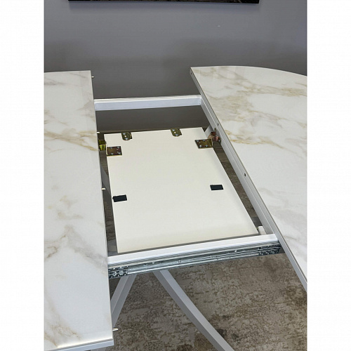 Стол обеденный Kenner R1100s белый/керамика мрамор белый глянец