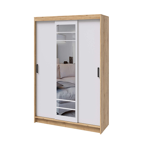 Шкаф-купе БРУНО 3 Дуб Вотан/Белый гладкий