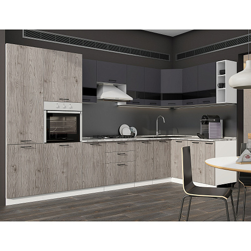 Кухня Астра 3500х1600 угловая  Графит софт/Дуб галиано