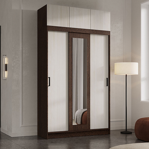 Шкаф-купе БРУНО 5 с антресолью Венге/Лоредо