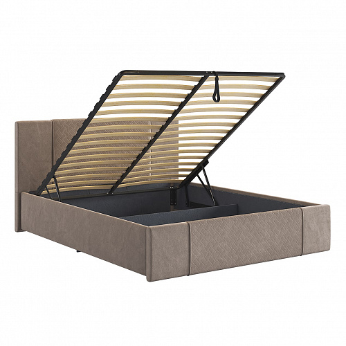 Кровать с подъемным механизмом Хлоя 160х200 латте (велюр)