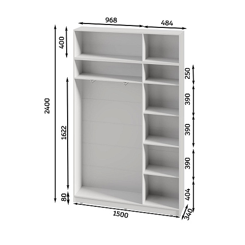 Антресоль трехдверная Паул Белый