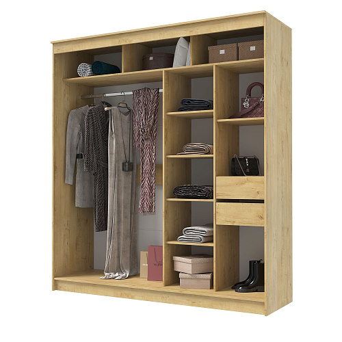 Шкаф-купе ГРАНД 1 2,0 Дуб вотан/Лакобель белый