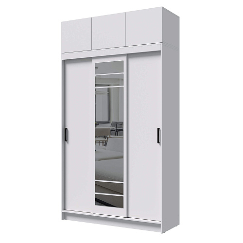 Шкаф-купе БРУНО 3 с антресолью Белый гладкий