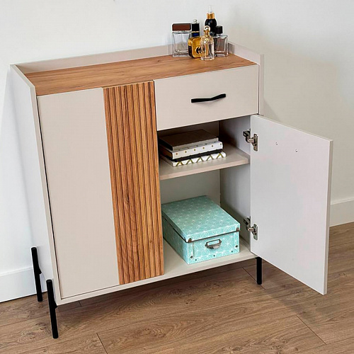 Комод Доминика с ящиком кашемир/дуб крафт золотой