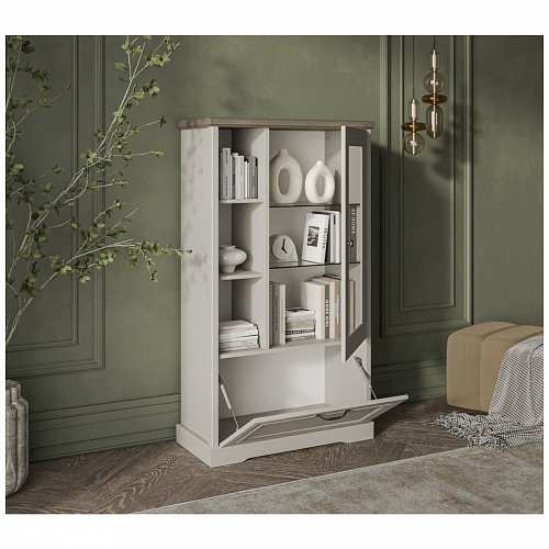 Шкаф с витриной TOSCANA NEW 1V1D3N Персидский жемчуг/Каньон