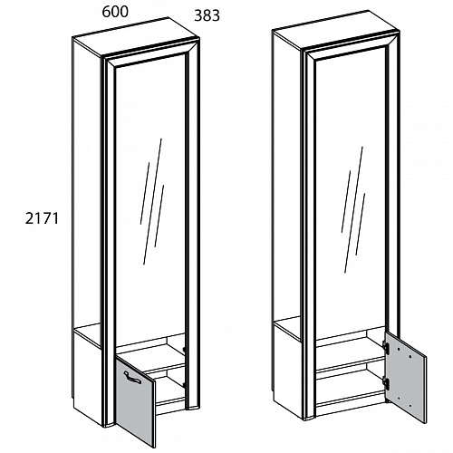 Шкаф 1DZ OLIVIA Вудлайн крем/дуб анкона