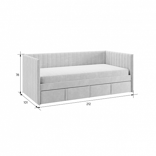 Кровать с ящиками Твикс (Софа) 90х200 мята (велюр)