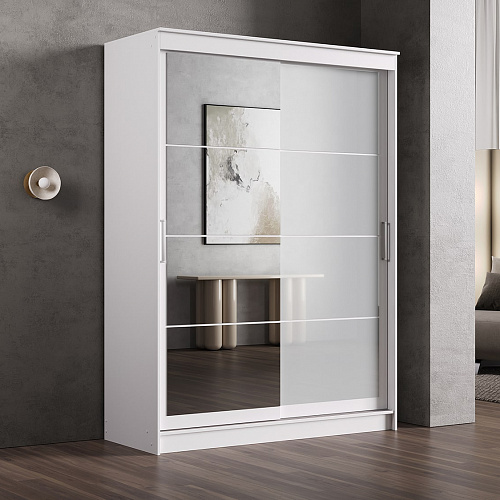 Шкаф-купе ГРАНД 1 1,6 Белый гладкий/Зеркало/Лакобель белый