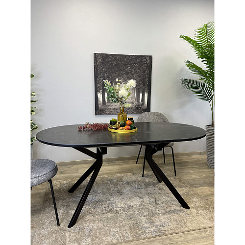 Стол обеденный Kenner DO1200 черный/керамика мрамор черный