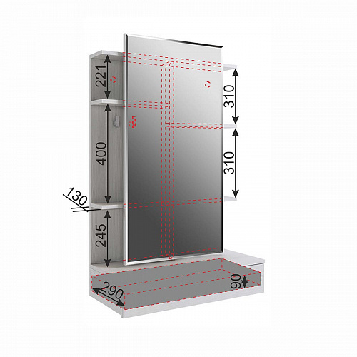 Туалетный столик Арина белый рамух