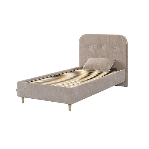 Кровать односпальная Лео 90х200 латте/капучино (велюр)