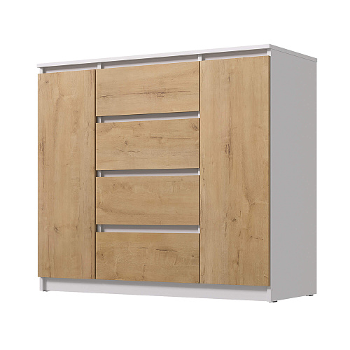 Комод ВЕГА Люкс 2Д-4Я Белый гладкий/Дуб Вотан