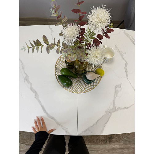 Стол обеденный Kenner BR1200 черный/керамика GLORIA WHITE